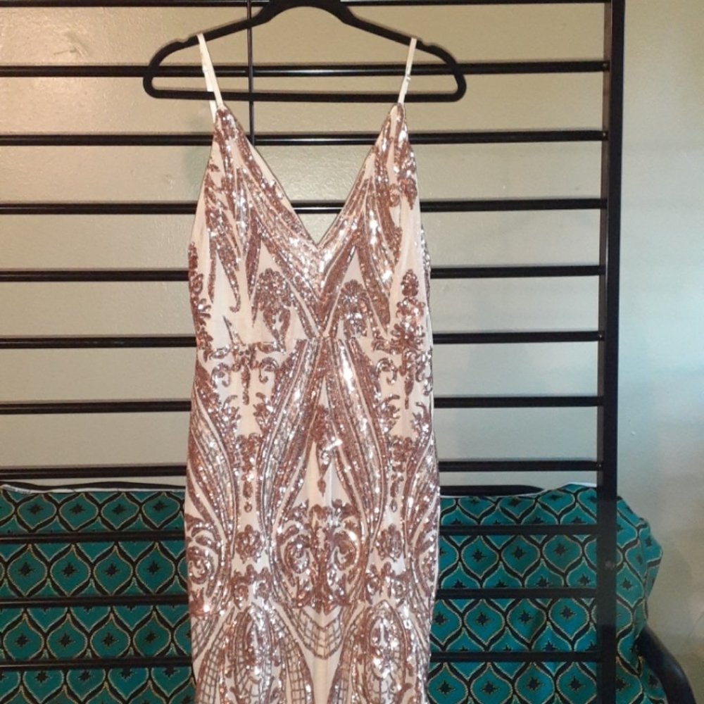 gold sequinned mini dress